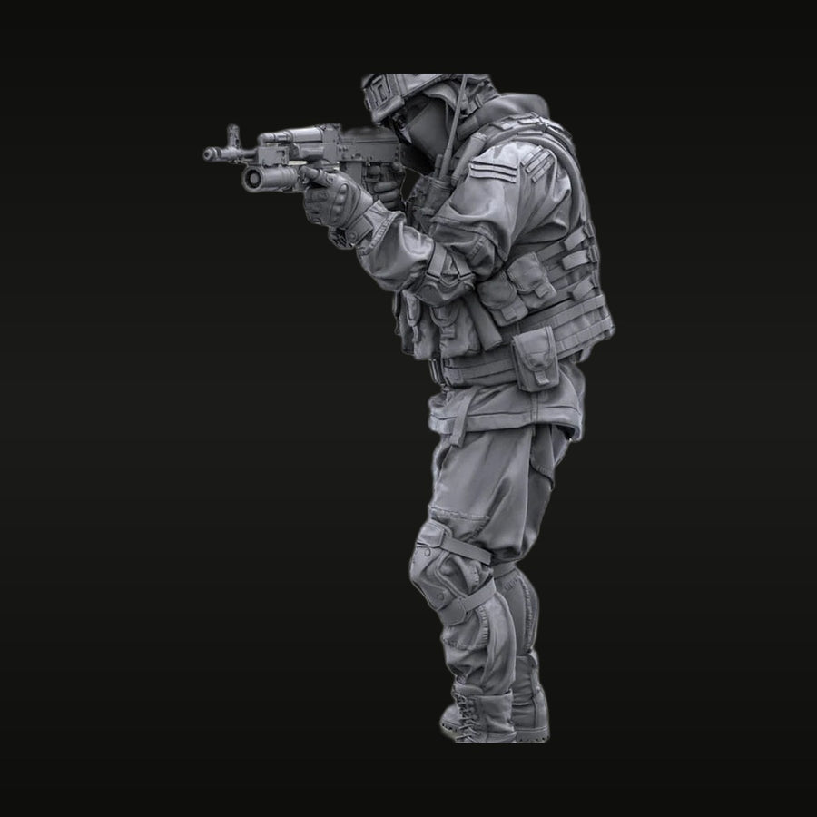 Modern US Tactical Operator Aiming Rifle with Body Armor 1/35 Resin Figure Kit - unpainted resin model kit