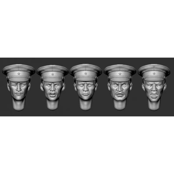 WWII Soviet Infantry Soldier Head Busts Set of 5 1/35 Resin Kit
