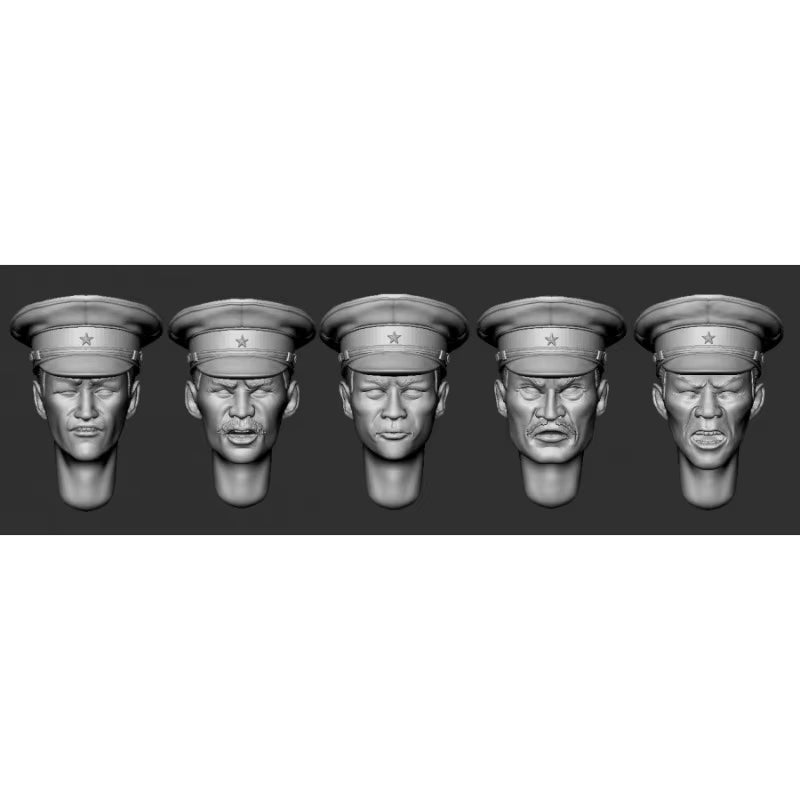 WWII Soviet Infantry Soldier Head Busts Set of 5 1/35 Resin Kit - unpainted resin model kit