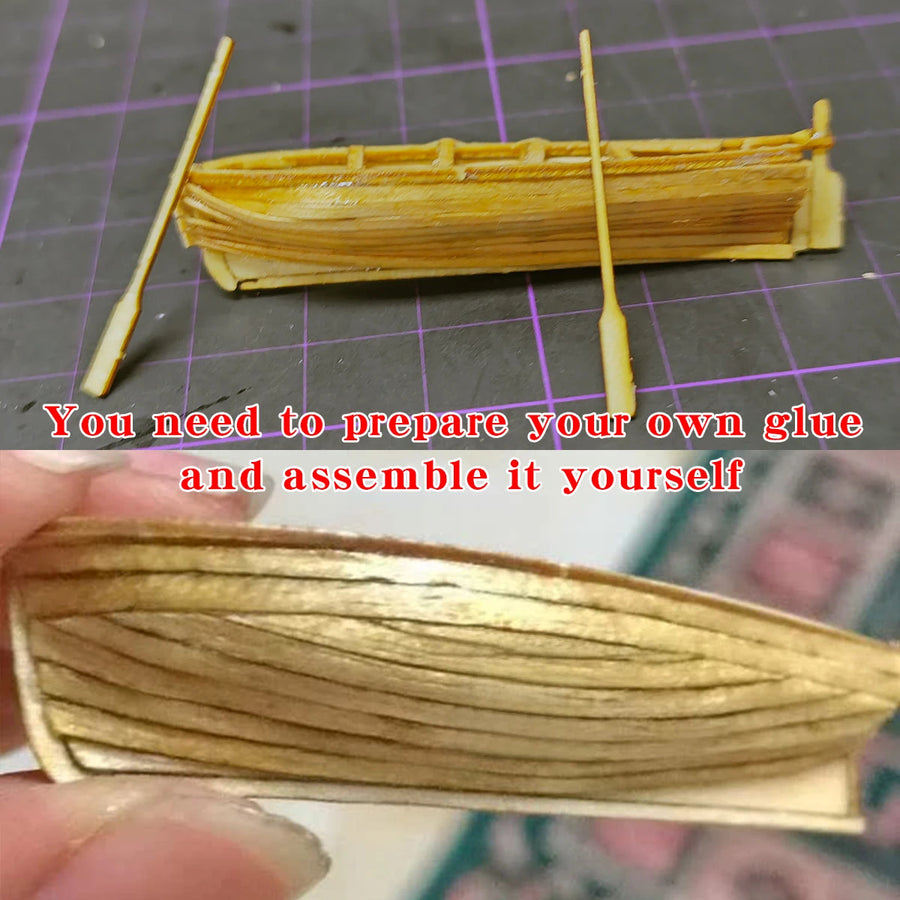 Classical Sailboat Sailing Ship Vessel Wood Wooden Skiff Dinghy Small Boat Lifeboat Working Ship Scale Model Kit 1/100