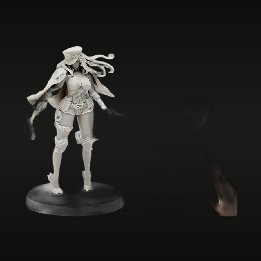 Sci-Fi Military Female Commander with Flowing Hair 75mm Resin Figure Kit - unpainted resin model kit