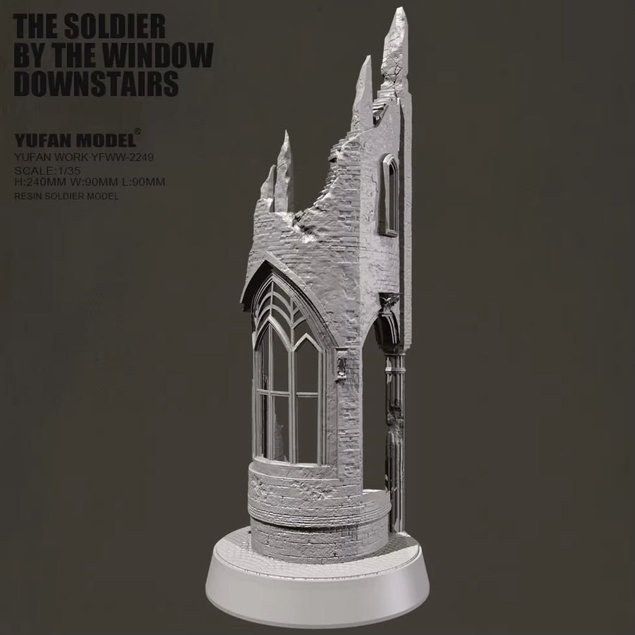Medieval Ruined Church Tower Section 1/35 Resin Diorama Kit - resin model view 2