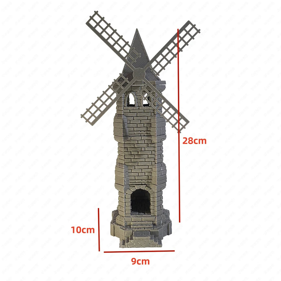 Medieval Stone Windmill Tower Resin Terrain Diorama Kit - resin model view 3