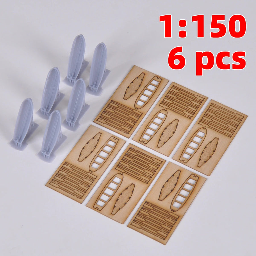 Classical Sailboat Wood Wooden Skiff Dinghy Small Boat Lifeboat Working Ship Scale Set Static Model Kit 1/100 1/150 1/200