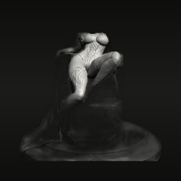 Fantasy Female Warrior Seated on Throne 50mm Resin Figure Kit