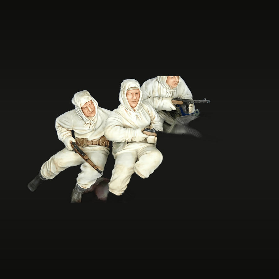 WWII Soviet T-34 Tank Crew 3-Figure Set 1/35 Resin Kit - unpainted resin model kit