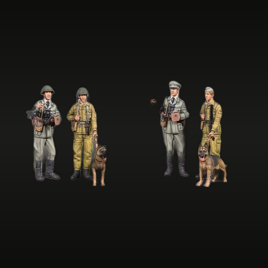 WWII German Border Guard with War Dog 1/35 Resin Figure Set (2 Types) - unpainted resin model kit