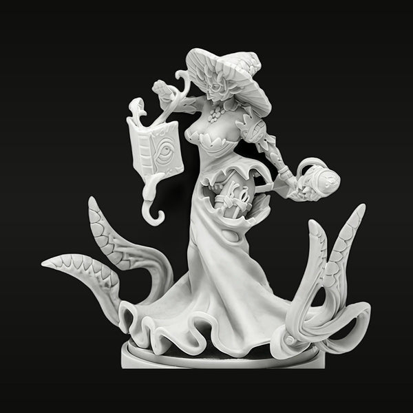 Fantasy Sea Witch with Staff and Tentacle Base 40mm Resin Bust Kit