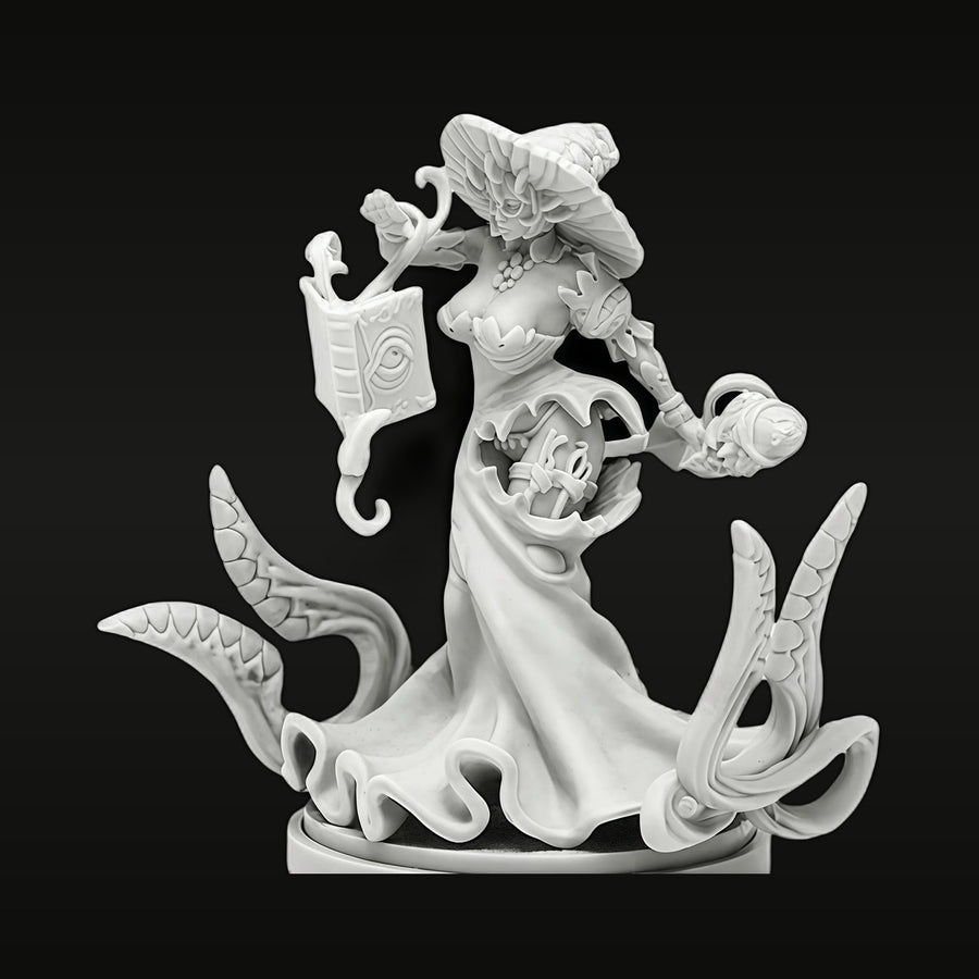 Fantasy Sea Witch with Staff and Tentacle Base 40mm Resin Bust Kit - unpainted resin model kit