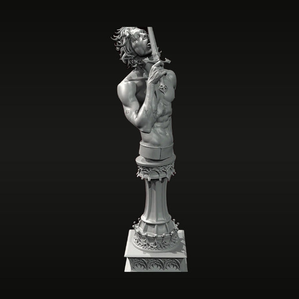Fantasy Male Warrior with Sword and Skull Emblem 75mm Resin Bust