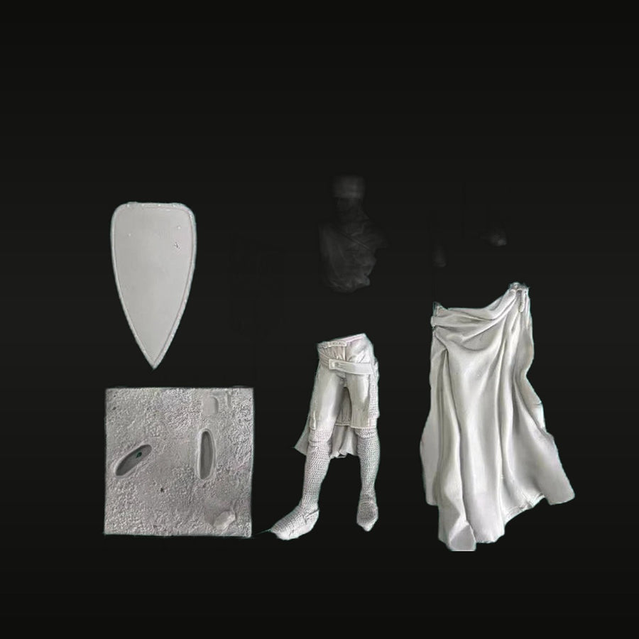 Medieval Knight Hospitaller with Chainmail & Surcoat 90mm Resin Figure Kit - unpainted resin model kit
