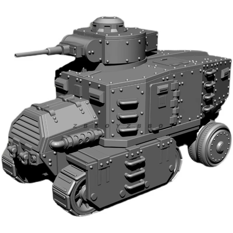 Sci-Fi Steampunk Medium Tank with Rotating Turret 1/144 Resin Vehicle Kit - resin model view 4