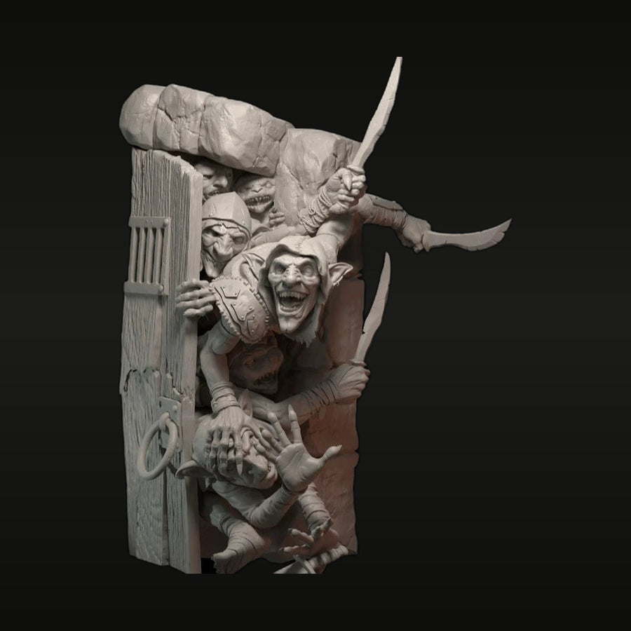 Dungeon Goblins with Tusks 100mm Resin Figure Kit - unpainted resin model kit