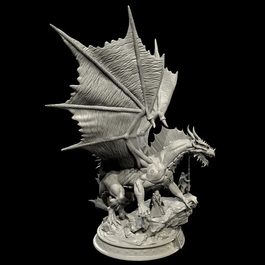 Fantasy Winged Dragon with Victim Diorama Set 70mm Resin Kit - resin model view 4