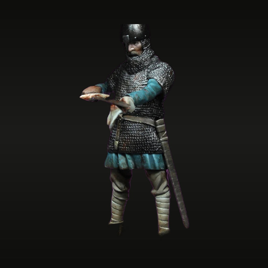 Medieval Norman Knight with Blue Surcoat 1099 AD 1/32 Resin Figure Kit - unpainted resin model kit