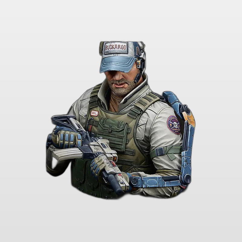 Sci-Fi PMC Operator Buckaroo with EXO Arm and Rifle 1/10 Resin Bust Kit — enhanced photo