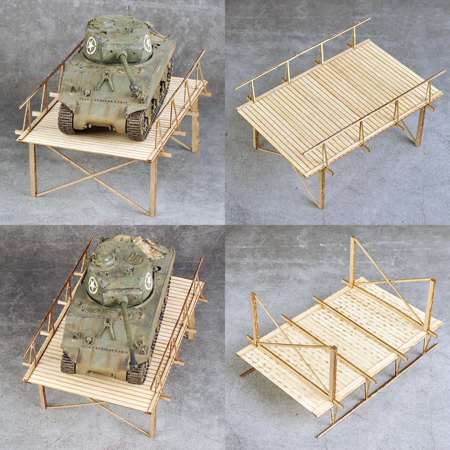 Wooden Pontoon Bridge Diorama Base 1/35 Scale Resin Terrain Kit - 1/35 resin model view 4