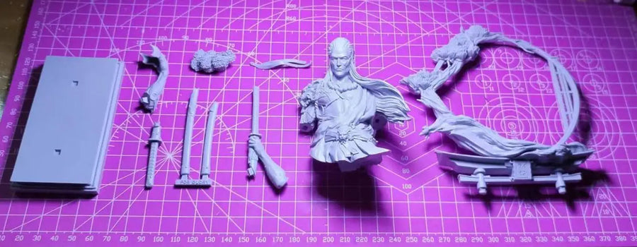 Fantasy Asian Warrior with Katana and Bonsai 1/11 Resin Bust Kit - resin model view 5