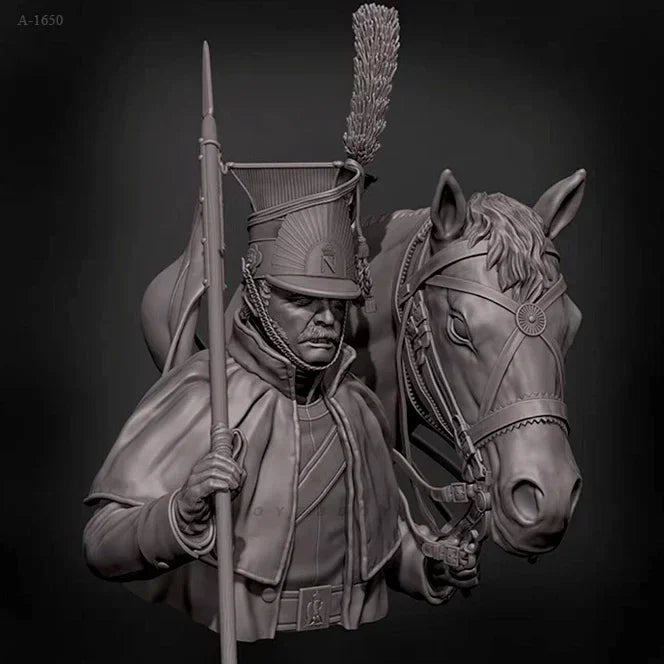 1650 Hussar Officer Mounted 1/10 Resin Bust Kit - 1/10 resin model view 2
