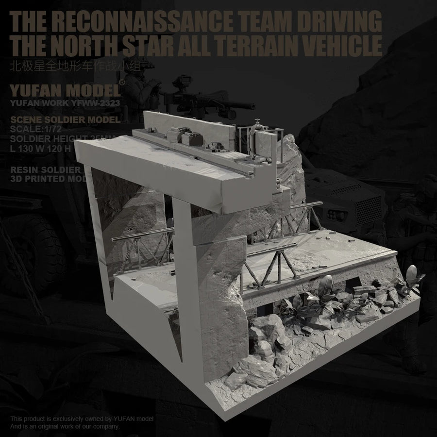 Modern Ruined Fortification Diorama Base 1/72 Resin Terrain Kit - resin model view 5