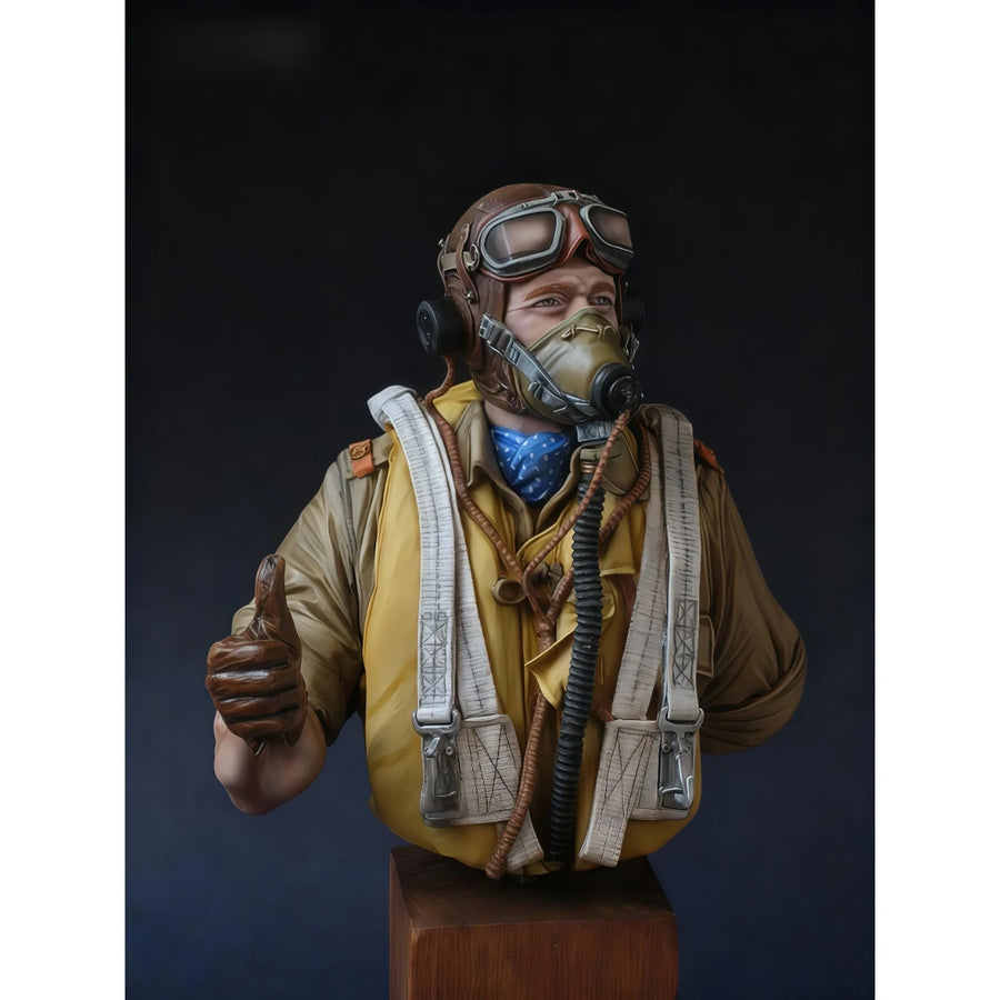 RAF Pilot Africa WWII 1/10 Scale Resin Bust Figure Kit - 1/10 resin model view 3