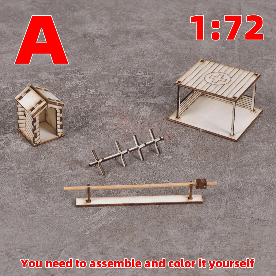 WWII Military Compound Terrain Set 1/72 Resin Diorama Kit - resin model view 5