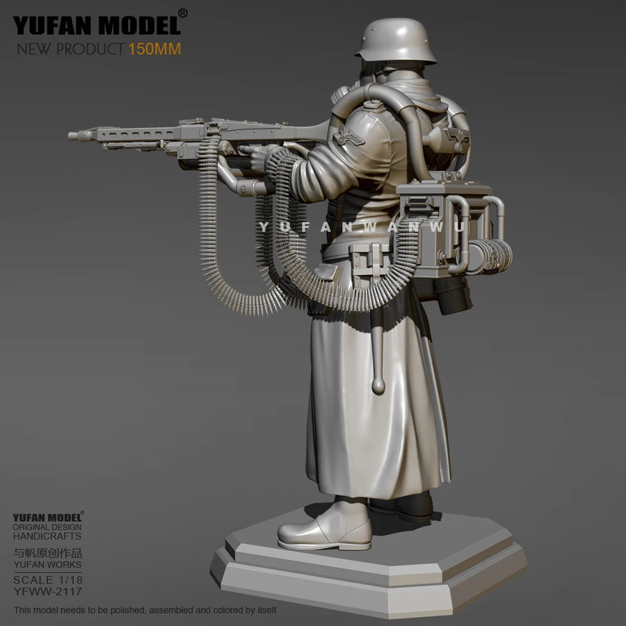 150MM WWII German Soldier with MG42 Machine Gun Resin Figure Kit - 150mm resin model view 4