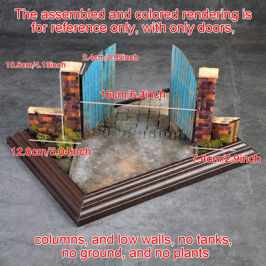 Wooden Double Doors Villa Entrance 1/35 Resin Terrain Kit - 1/35 resin model view 2