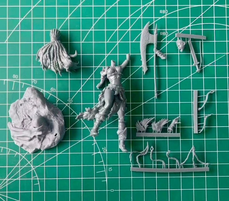 Female Barbarian Warrior with Scythe 75mm Resin Figure Kit - 75mm resin model view 5