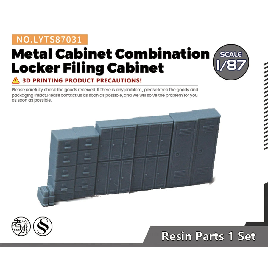Metal Cabinet Locker Filing System 1/87 Resin Diorama Kit - 1/87 resin model view 2