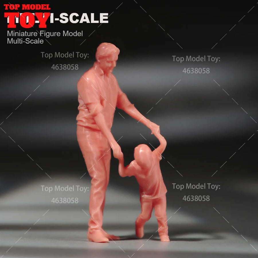 Father & Son with Dog Street Scene 1/64 Resin Diorama Kit - 1/64 resin model view 4
