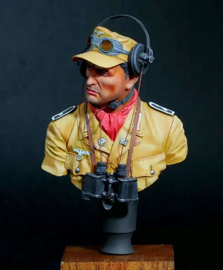 WWII German Afrika Korps Lieutenant 1/10 Resin Bust Kit - unpainted resin model kit - view 2