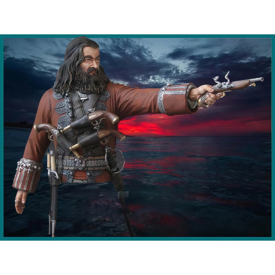 Bearded Pirate Captain with Flintlock Pistol 1/10 Resin Bust - 1/10 resin model view 2