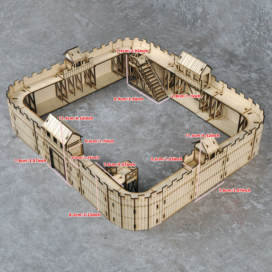 Medieval Wooden Palisade Fort 1:72 Resin Terrain Diorama Kit - 1/72 resin model view 2