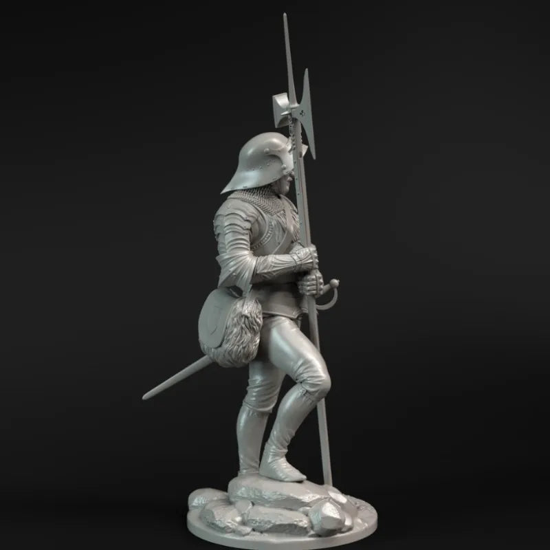 Medieval Knight with Halberd 1/24 Resin Figure Kit - resin model view 4