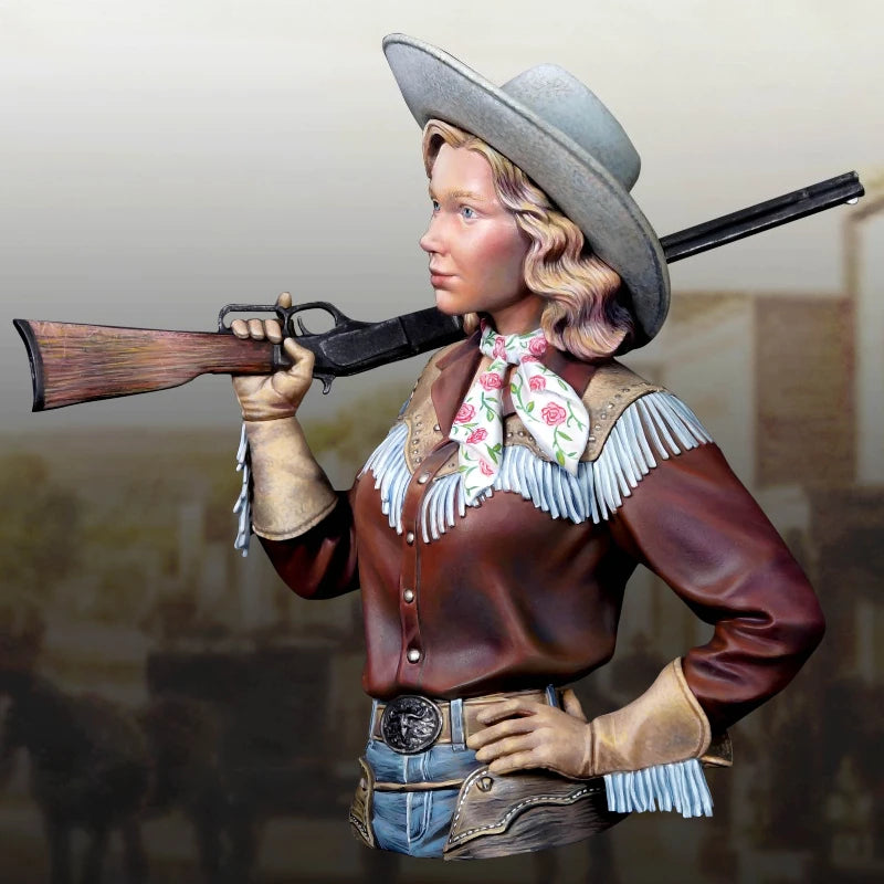 Cowgirl Sharpshooter with Rifle 1/10 Resin Bust - 1/10 resin model view 2