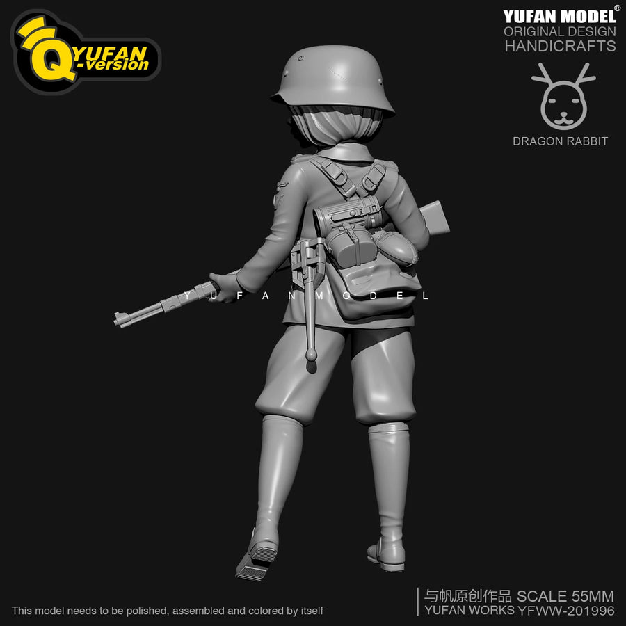 Female Soldier with Rifle 55mm Resin Figure Kit - 55mm resin model view 4