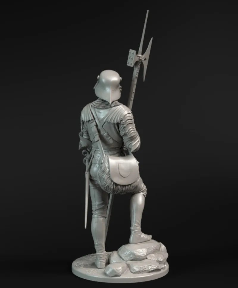 Medieval Knight with Halberd 1/24 Resin Figure Kit - resin model view 3