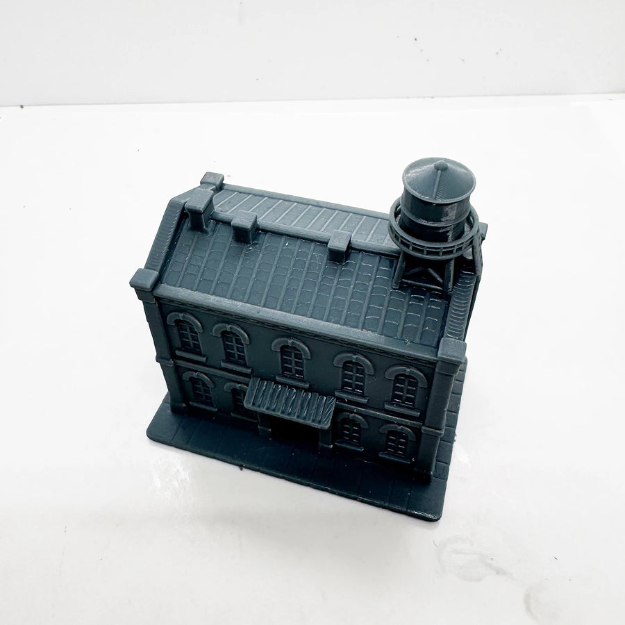 Vintage Two-Story Building with Water Tower Z Scale 1/220 Resin Model Kit - 1/220 resin model view 5