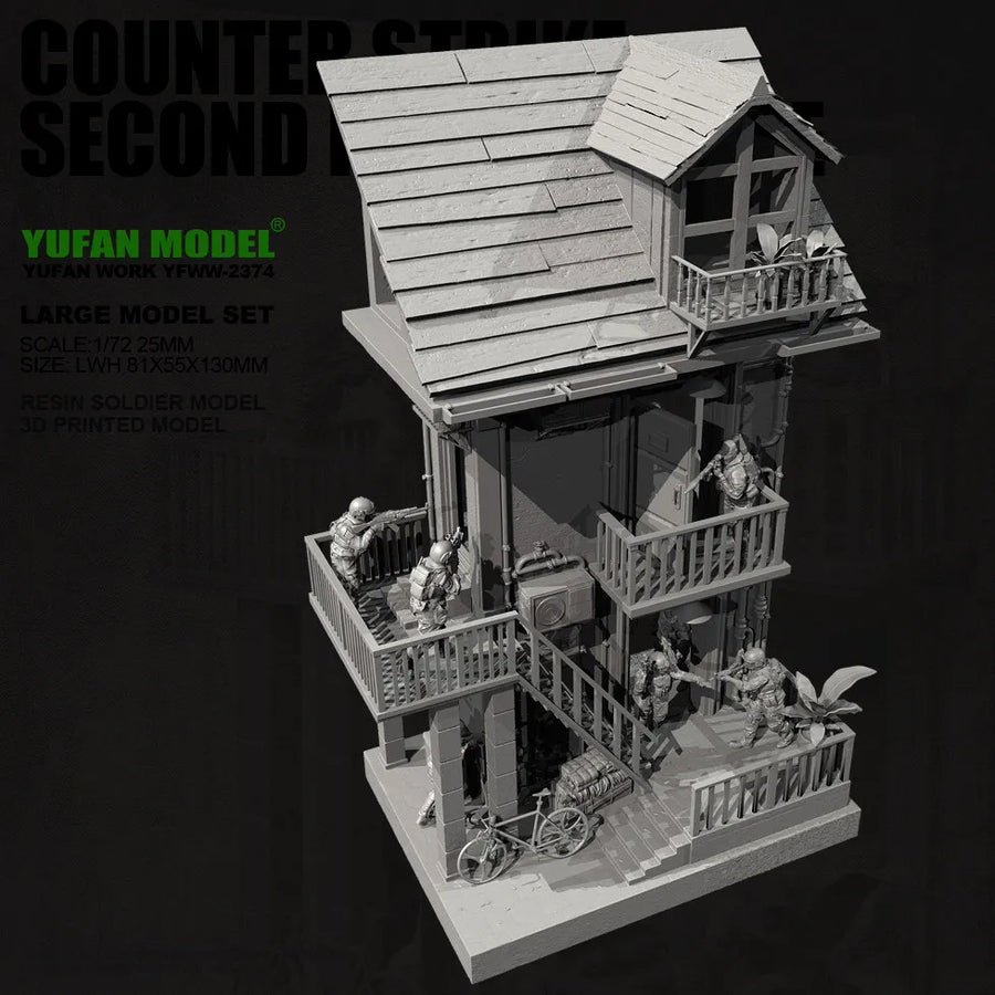 Civilian Residential Building Diorama Terrain 1/72 Resin Kit - resin model view 5