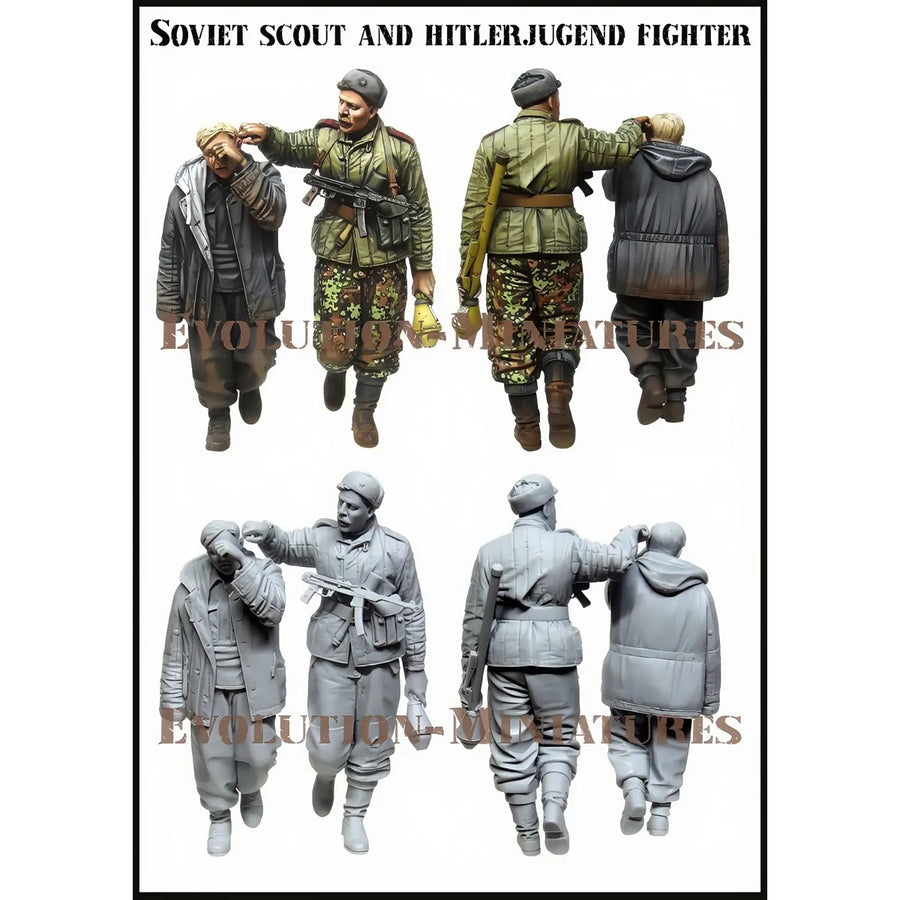 WWII Soviet Soldier with PPSh-41 Escorting German Prisoner 1/35 Resin Figure Kit - resin model view 2