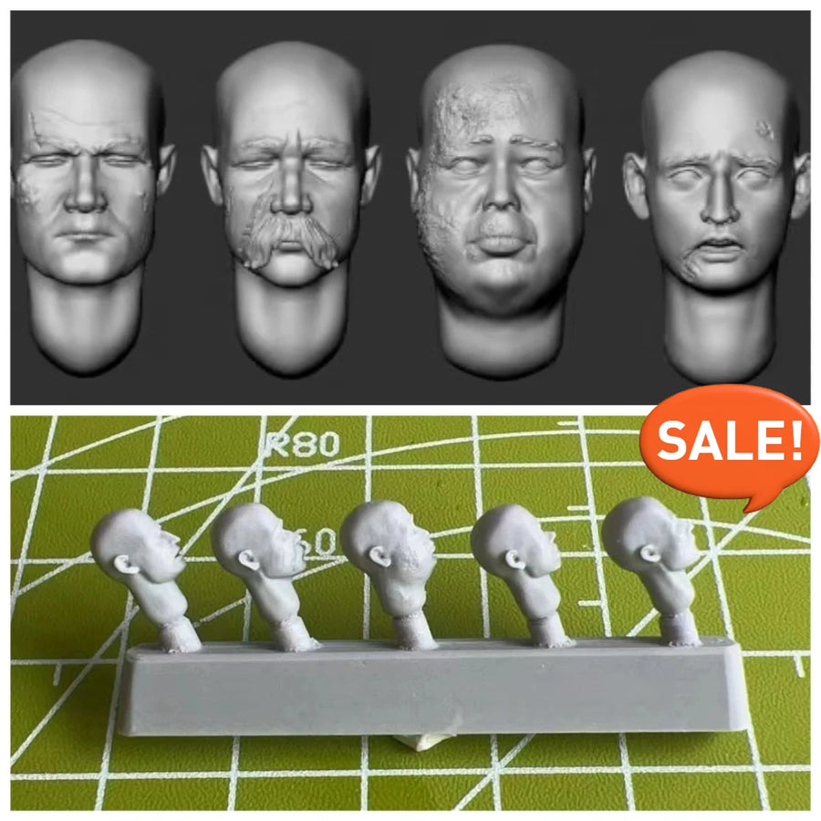 Male Head Variants Resin Character Figure Kit - 28mm Scale - 28mm resin model view 2