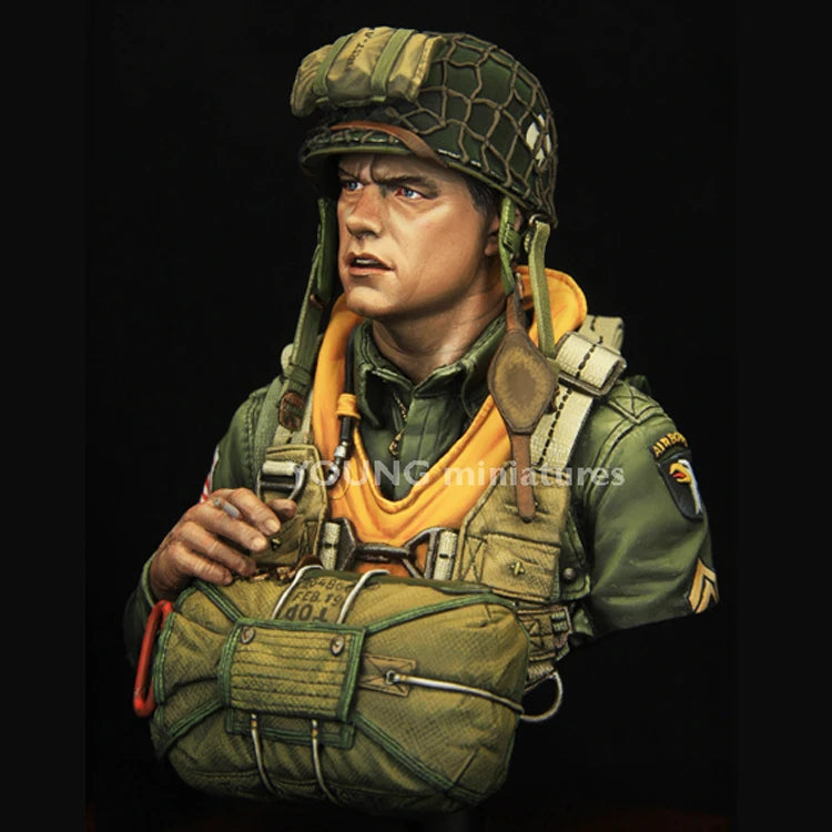 101st Airborne Paratrooper WWII 1/10 Resin Bust Figure Kit - 1/10 resin model view 2