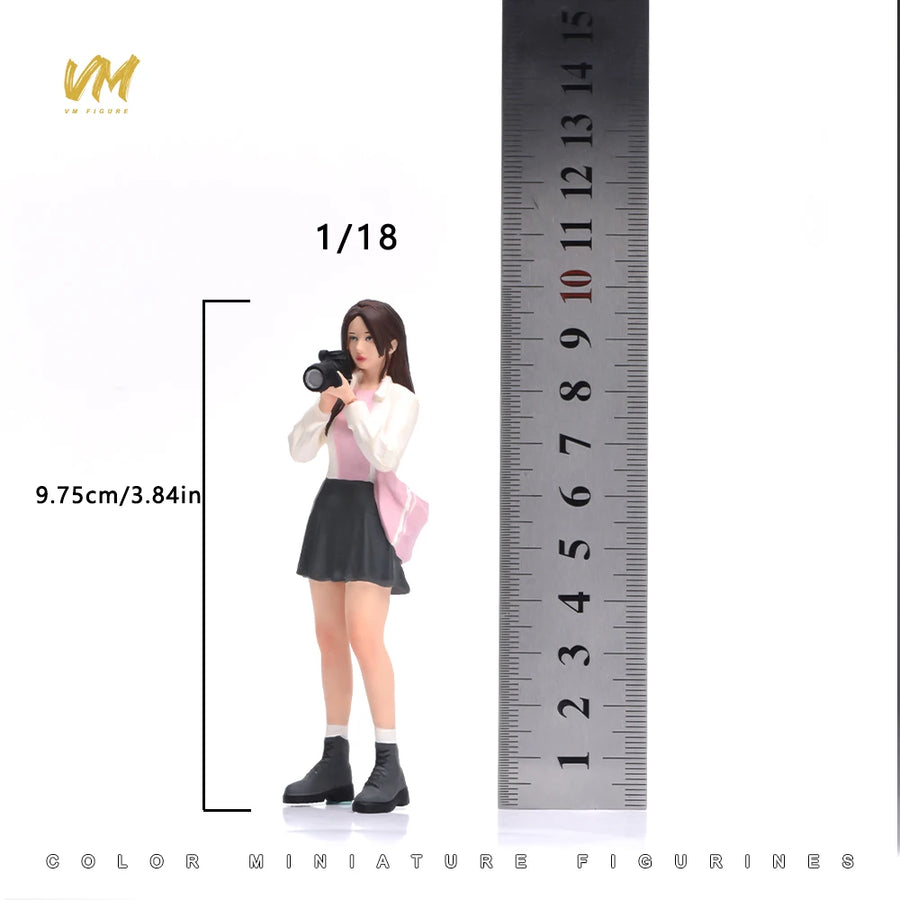 Girl Photographer with Microphone 1/64 Resin Figure Model Kit - 1/64 resin model view 4
