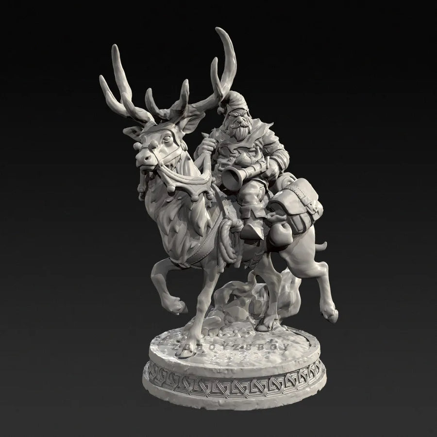 Dwarf Warrior on Moose Mount - 50mm Resin Figure Kit - 50mm resin model view 3
