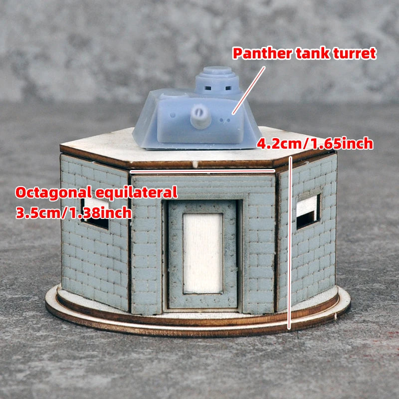 Concrete Bunker Pillbox Hexagonal Fort 1/72 Resin Terrain Kit - 1/72 resin model view 3