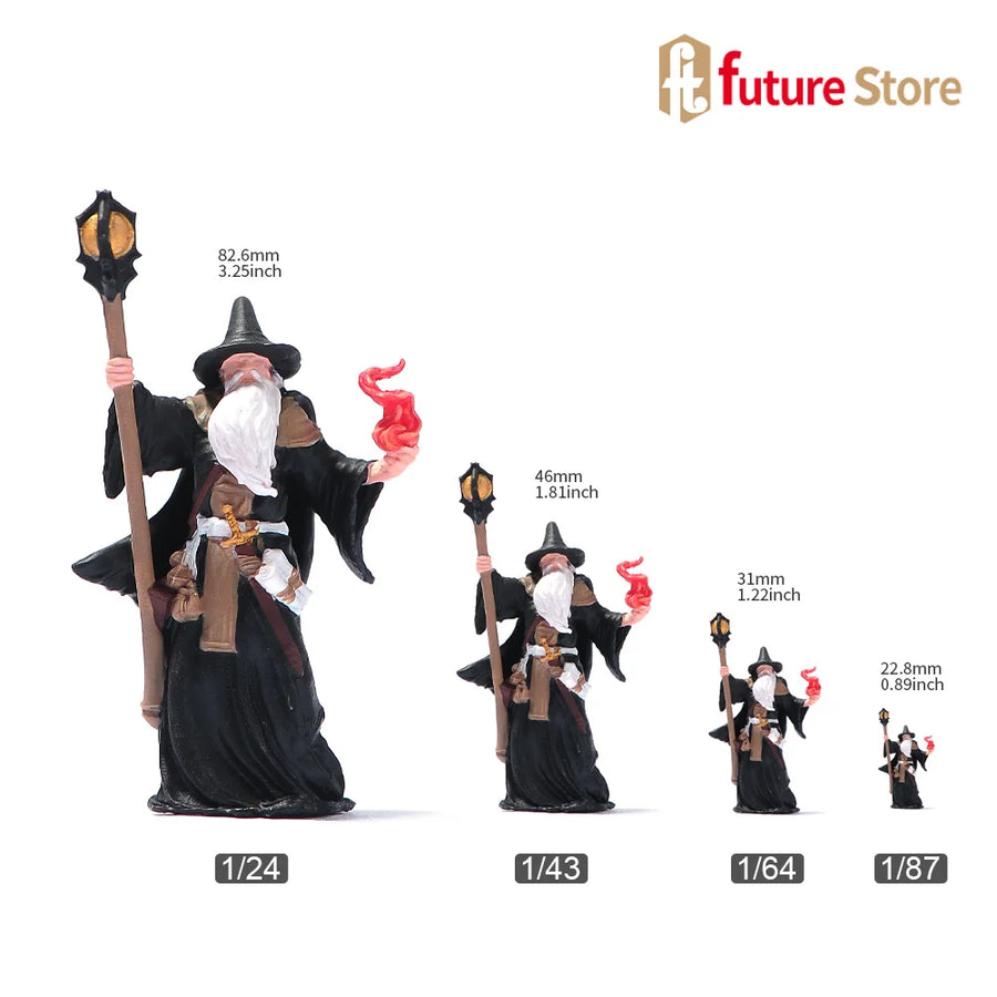 Wizard with White Beard Magic Wand 1/87 Resin Figure Model Kit - 1/87 resin model view 2