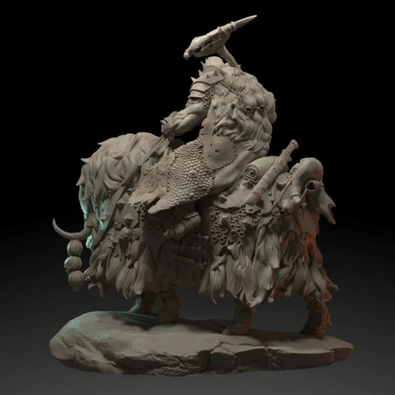 Orc Warlord on Armored Beast Mount 1/24 Resin Figure Kit - 1/24 resin model view 3