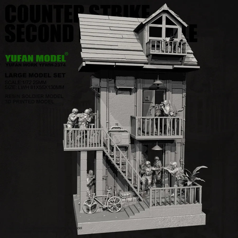 Civilian Residential Building Diorama Terrain 1/72 Resin Kit - resin model view 2