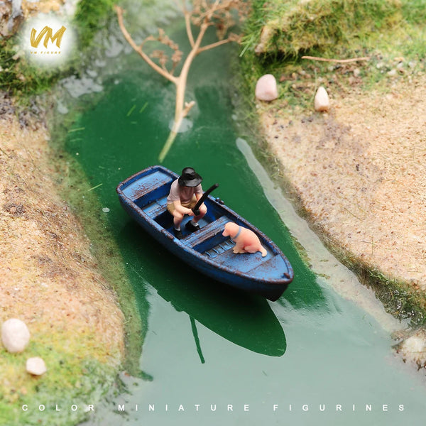 Fishing Boat Angler with Dog 1/87 Scale Resin Diorama Kit